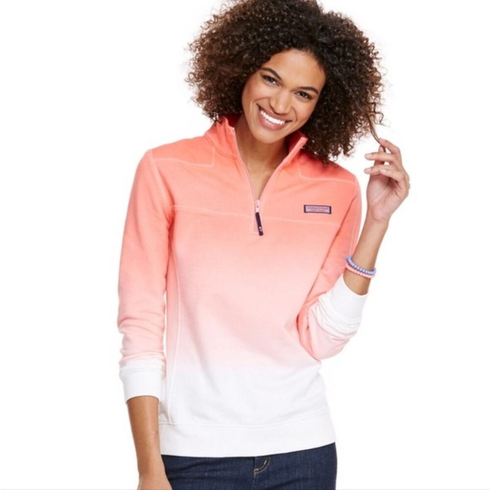 Vineyard Vines Women's Pink Ombre Quarter-Zip Shep Shirt Sweatshirt Size Small